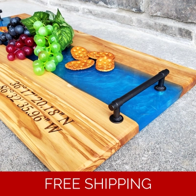 Olive Wood & Resin Charcuterie Board Set!
